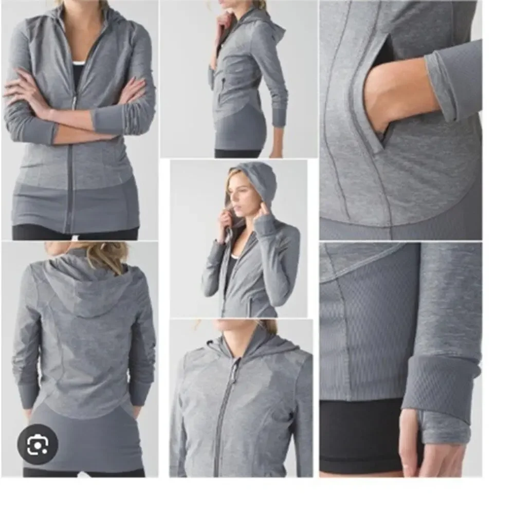 Lululemon Women's Sz 10 Daily Practice Hooded Jacket Heathered Slate Gray